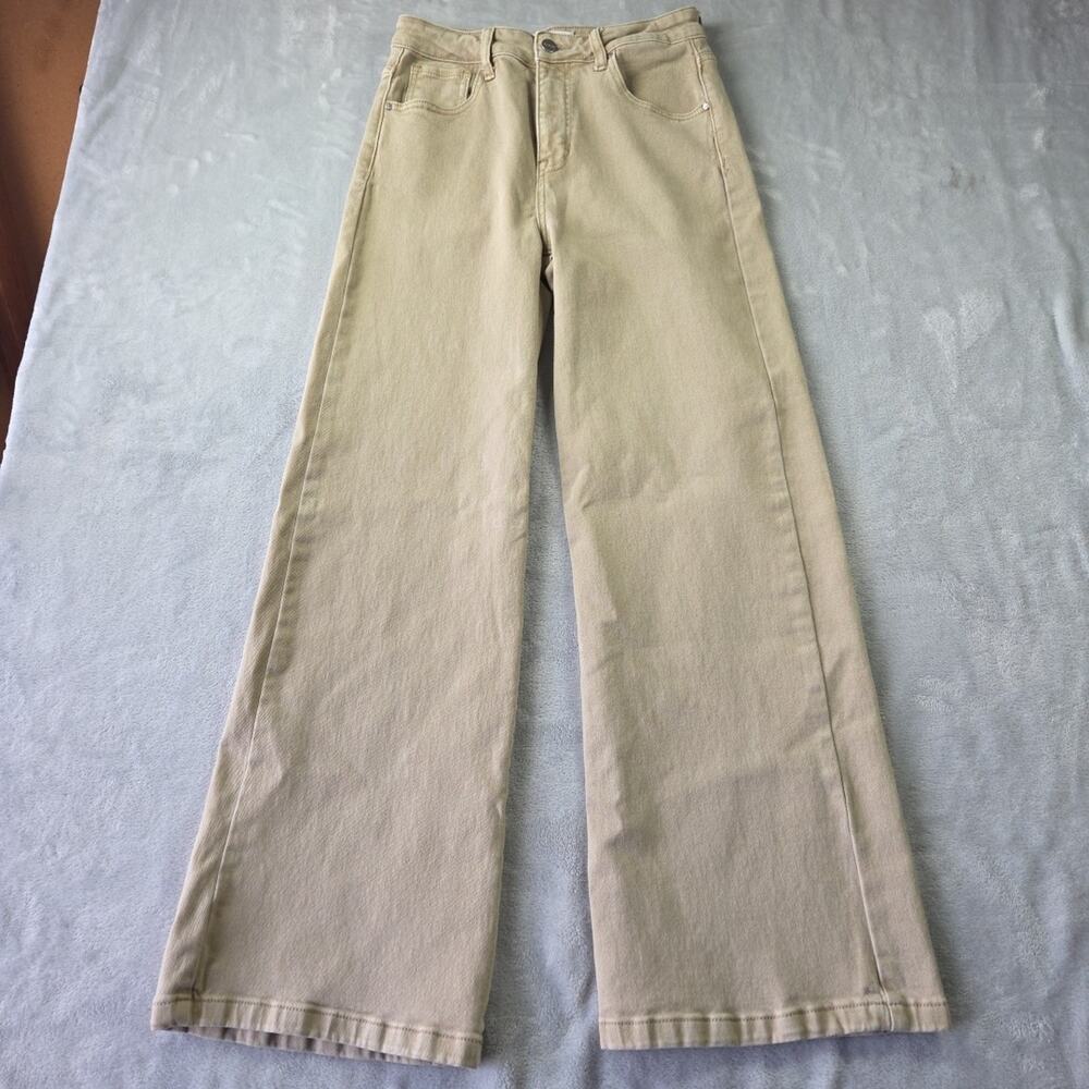 Risen Los Angeles High Rise Wide Leg Jeans Sz 5/27 Tan 28"x30.5" Boho